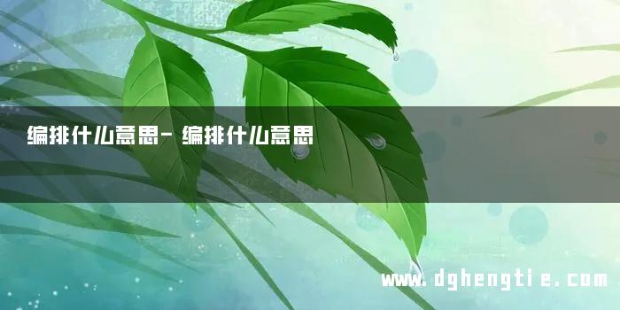 编排什么意思-编排什么意思 